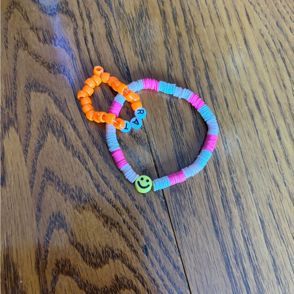 Colorful Beaded Bracelet Set with Smiley Charm